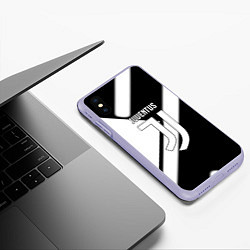 Чехол iPhone XS Max матовый Juventus geometry steel, цвет: 3D-светло-сиреневый — фото 2