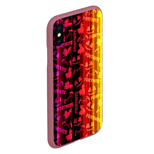 Чехол iPhone XS Max матовый Fortnite neon game / 3D-Малиновый – фото 2