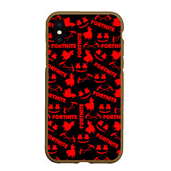 Чехол iPhone XS Max матовый Fortnite pattern game red, цвет: 3D-коричневый