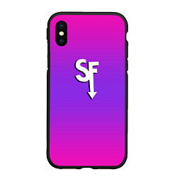 Чехол iPhone XS Max матовый Sally Face neon gradient, цвет: 3D-черный