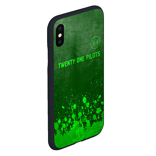 Чехол iPhone XS Max матовый Twenty One Pilots - green gradient посередине / 3D-Черный – фото 2