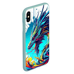 Чехол iPhone XS Max матовый Japanese dragon - tattoo irezumi, цвет: 3D-мятный — фото 2