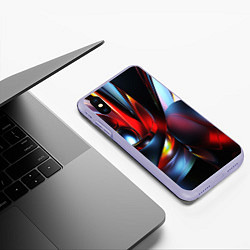 Чехол iPhone XS Max матовый Абстрактные волны геометрия, цвет: 3D-светло-сиреневый — фото 2