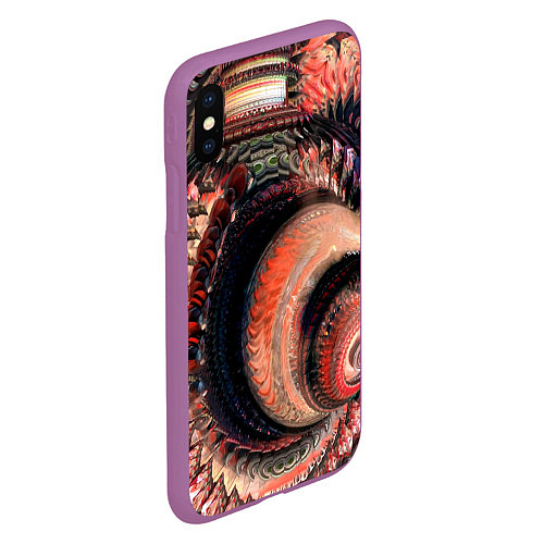 Чехол iPhone XS Max матовый Оптическая абстракция текстура / 3D-Фиолетовый – фото 2