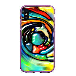 Чехол iPhone XS Max матовый Акварельные краски мозаика, цвет: 3D-фиолетовый