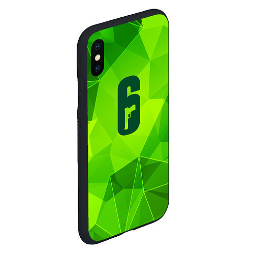 Чехол iPhone XS Max матовый Rainbow Six green poly / 3D-Черный – фото 2