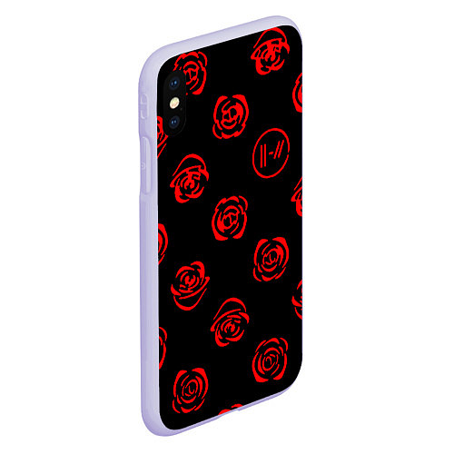 Чехол iPhone XS Max матовый Twenty one pilots rose pattern / 3D-Светло-сиреневый – фото 2