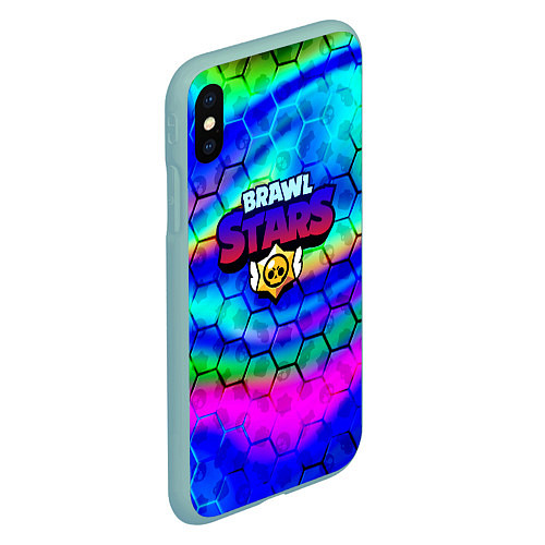 Чехол iPhone XS Max матовый Brawl stars neon gradient / 3D-Мятный – фото 2