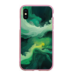 Чехол iPhone XS Max матовый Изумрудные волны, цвет: 3D-розовый