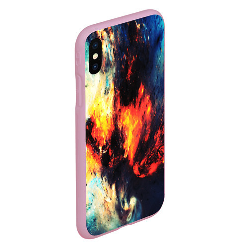 Чехол iPhone XS Max матовый Абстрактный космос текстура / 3D-Розовый – фото 2