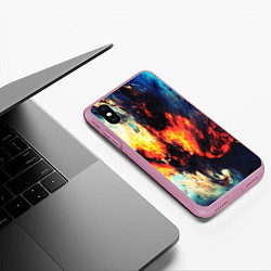 Чехол iPhone XS Max матовый Абстрактный космос текстура, цвет: 3D-розовый — фото 2