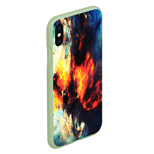 Чехол iPhone XS Max матовый Абстрактный космос текстура / 3D-Салатовый – фото 2