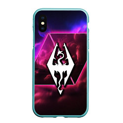 Чехол iPhone XS Max матовый The Elder Scrolls neon game, цвет: 3D-мятный