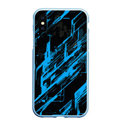 Чехол iPhone XS Max матовый Blue stripes on a black background, цвет: 3D-голубой