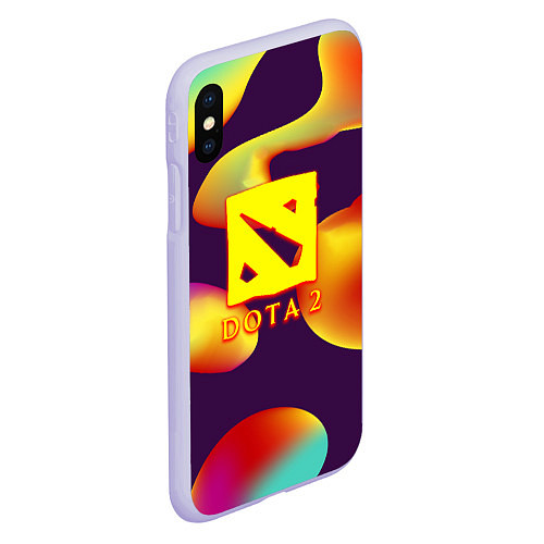 Чехол iPhone XS Max матовый Dota 2 неоновая абстракция / 3D-Светло-сиреневый – фото 2