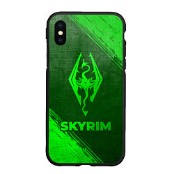 Чехол iPhone XS Max матовый Skyrim - green gradient, цвет: 3D-черный