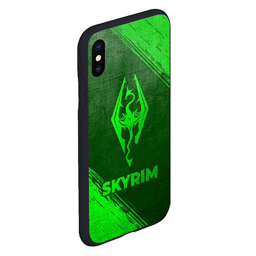 Чехол iPhone XS Max матовый Skyrim - green gradient / 3D-Черный – фото 2