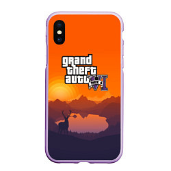 Чехол iPhone XS Max матовый GTA6 nature, цвет: 3D-сиреневый