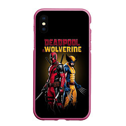 Чехол iPhone XS Max матовый Deadpool & Wolverine - film, цвет: 3D-малиновый