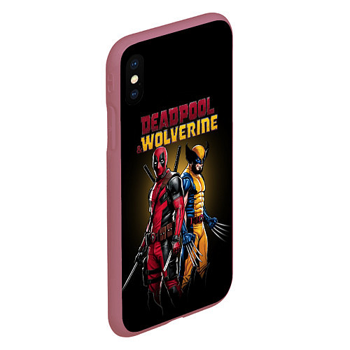 Чехол iPhone XS Max матовый Deadpool & Wolverine - film / 3D-Малиновый – фото 2