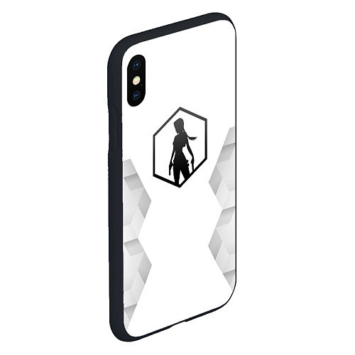 Чехол iPhone XS Max матовый Tomb Raider white poly / 3D-Черный – фото 2