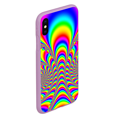 Чехол iPhone XS Max матовый Оптические иллюзии волны неон / 3D-Сиреневый – фото 2