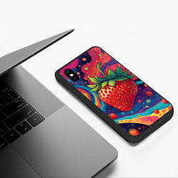 Чехол iPhone XS Max матовый Психоделика клубничка, цвет: 3D-черный — фото 2