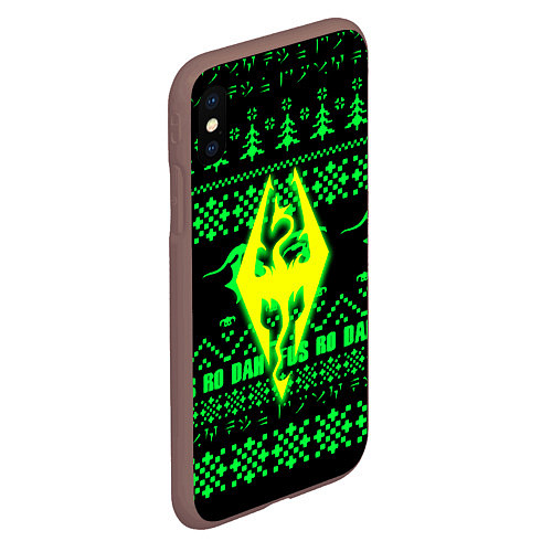 Чехол iPhone XS Max матовый The Elder Scrolls кислотное лого зима / 3D-Коричневый – фото 2