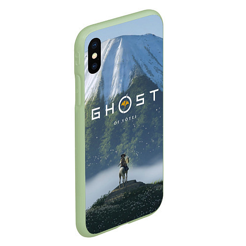 Чехол iPhone XS Max матовый Ацу на коне Ghost of Yotei / 3D-Салатовый – фото 2