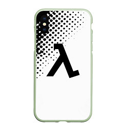 Чехол iPhone XS Max матовый Half-life pattern black, цвет: 3D-салатовый