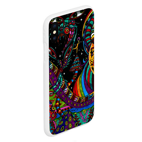 Чехол iPhone XS Max матовый Оптический узор девушка / 3D-Белый – фото 2