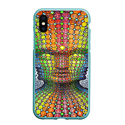 Чехол iPhone XS Max матовый Оптические стёкла, цвет: 3D-мятный