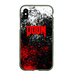 Чехол iPhone XS Max матовый Doom брызги красок, цвет: 3D-темно-зеленый