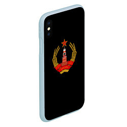 Чехол iPhone XS Max матовый СССР герб молот серп, цвет: 3D-голубой — фото 2