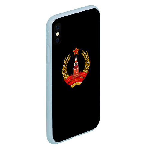 Чехол iPhone XS Max матовый СССР герб молот серп / 3D-Голубой – фото 2