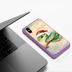 Чехол iPhone XS Max матовый Змея на ветке елки, цвет: 3D-фиолетовый — фото 2