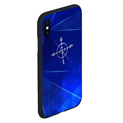 Чехол iPhone XS Max матовый Megadeth blue poly / 3D-Черный – фото 2