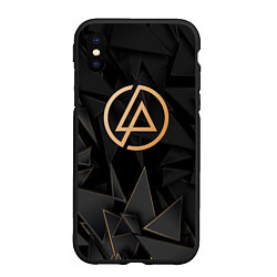 Чехол iPhone XS Max матовый Linkin Park golden poly, цвет: 3D-черный