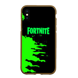 Чехол iPhone XS Max матовый Fortnite краски звезды, цвет: 3D-коричневый