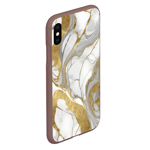 Чехол iPhone XS Max матовый Мрамор и золото / 3D-Коричневый – фото 2