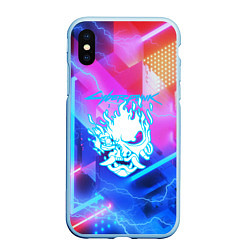 Чехол iPhone XS Max матовый Cyberpunk samurai storm, цвет: 3D-голубой