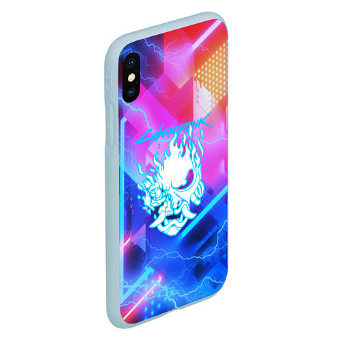 Чехол iPhone XS Max матовый Cyberpunk samurai storm / 3D-Голубой – фото 2