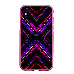 Чехол iPhone XS Max матовый Marshmello geometry neon, цвет: 3D-малиновый