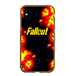 Чехол iPhone XS Max матовый Fallout огненные краски стиль, цвет: 3D-коричневый