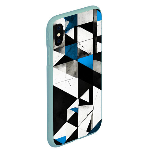 Чехол iPhone XS Max матовый Black and blue abstraction on a white background / 3D-Мятный – фото 2