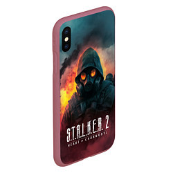 Чехол iPhone XS Max матовый Stalker 2 горящий завод, цвет: 3D-малиновый — фото 2