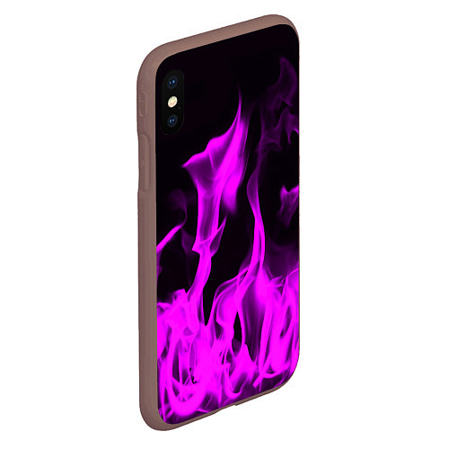 Чехол iPhone XS Max матовый Неоновый огонь в дыму / 3D-Коричневый – фото 2