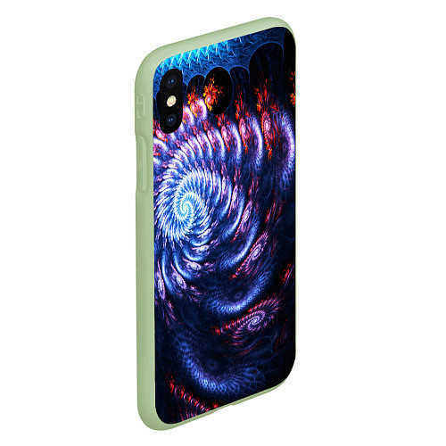 Чехол iPhone XS Max матовый Оптический фрактальный узор текстура / 3D-Салатовый – фото 2