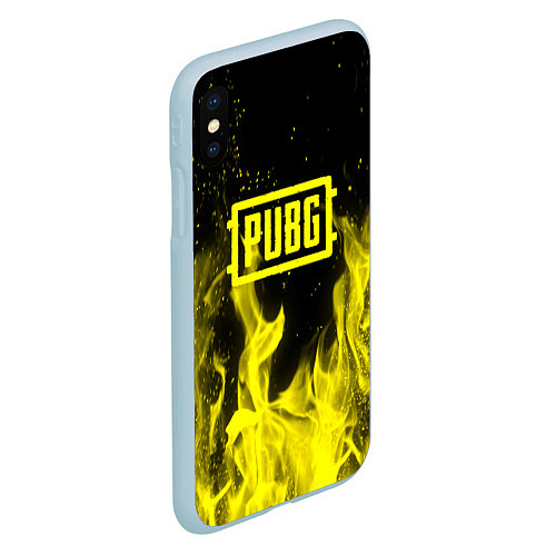 Чехол iPhone XS Max матовый PUBG fire yellow / 3D-Голубой – фото 2