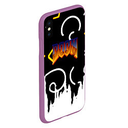 Чехол iPhone XS Max матовый Doom game pattern, цвет: 3D-фиолетовый — фото 2